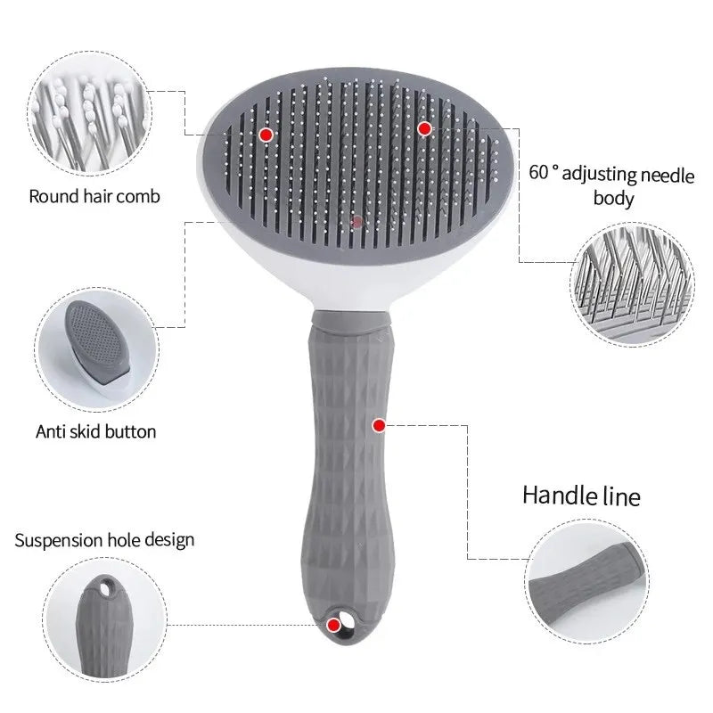 Self-Cleaning Pet Hair Remover Brush – Grooming Tool for Dogs and Cats