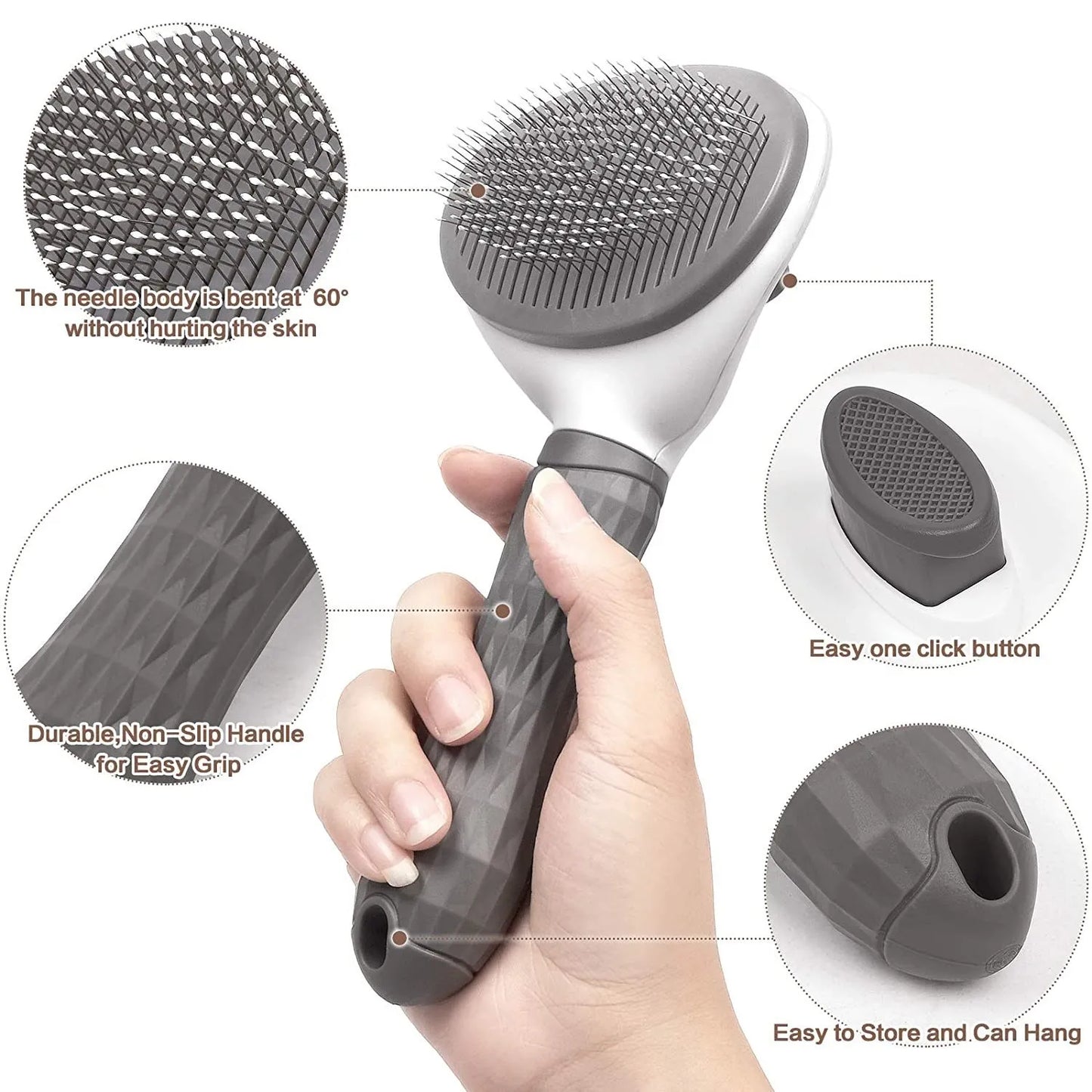 Self-Cleaning Pet Hair Remover Brush – Grooming Tool for Dogs and Cats