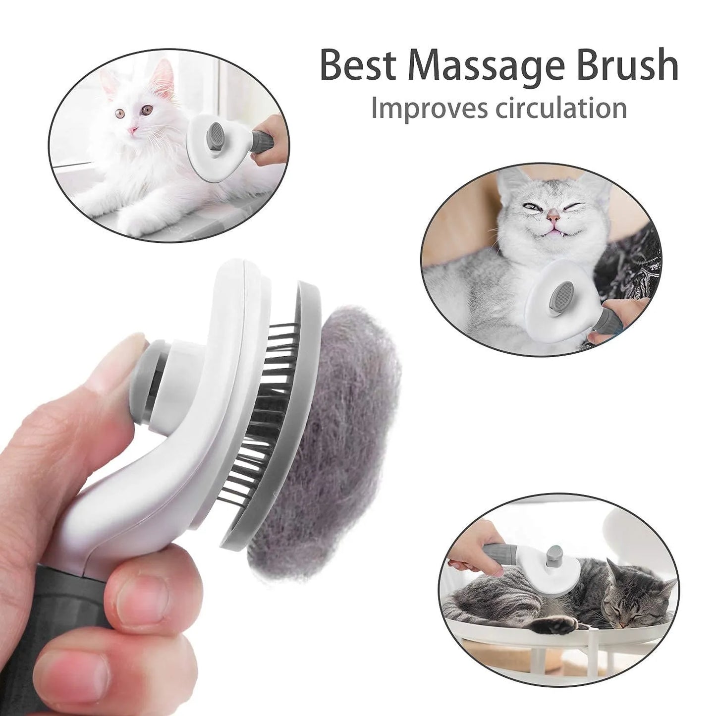 Self-Cleaning Pet Hair Remover Brush – Grooming Tool for Dogs and Cats